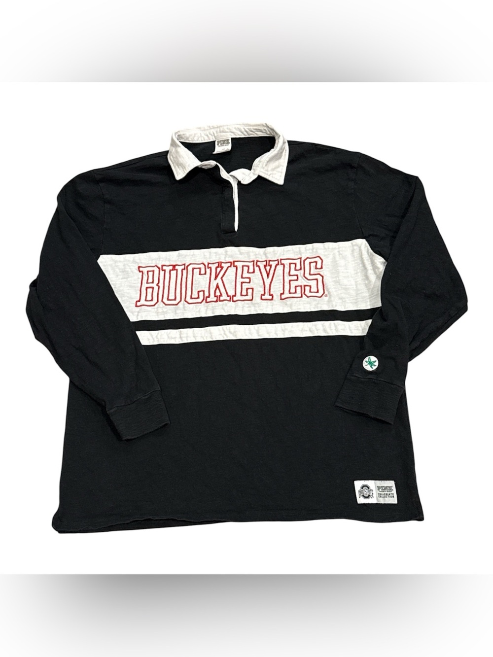 Ohio State Buckeyes Victoria’s Secret PINK Rugby Long Sleeve Polo Shirt Size L